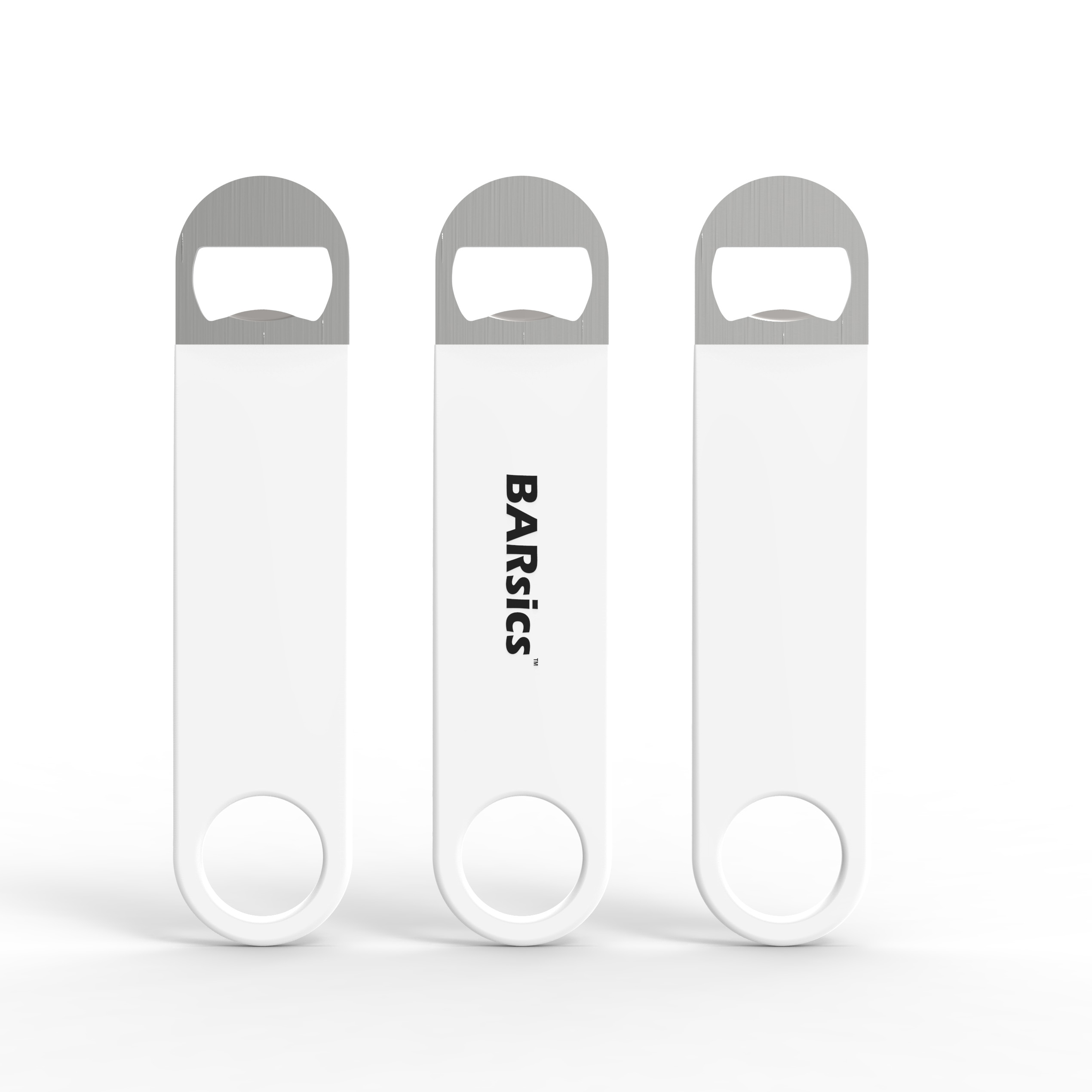 7 inches Vinyl Wrapped Stainless Steel Speed Bottle Opener (White 3-Pack)